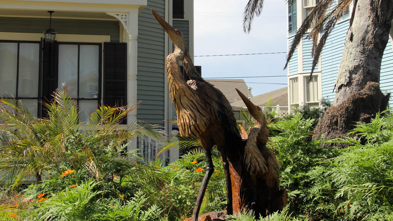 Two Crested Herons Tree Sculpture