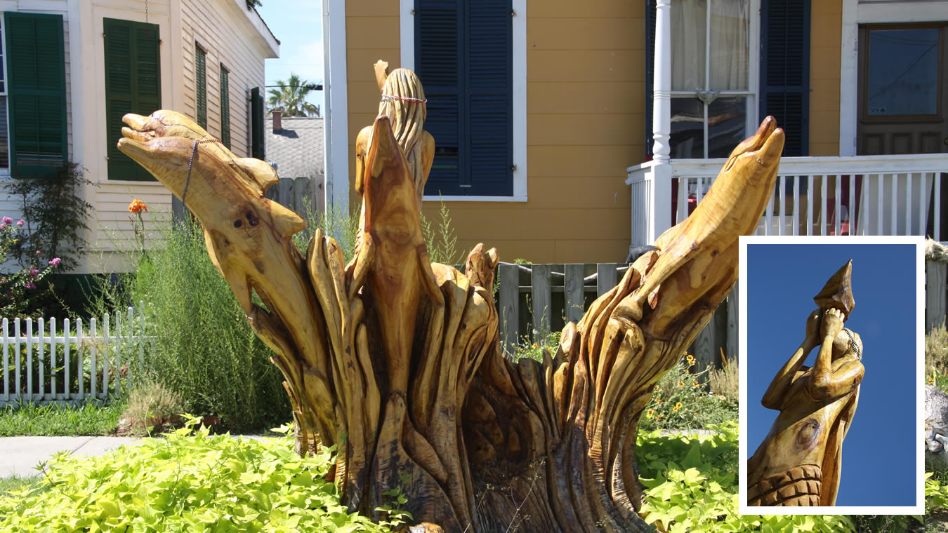 Pod of Dolphins and Mermaid Tree Sculpture