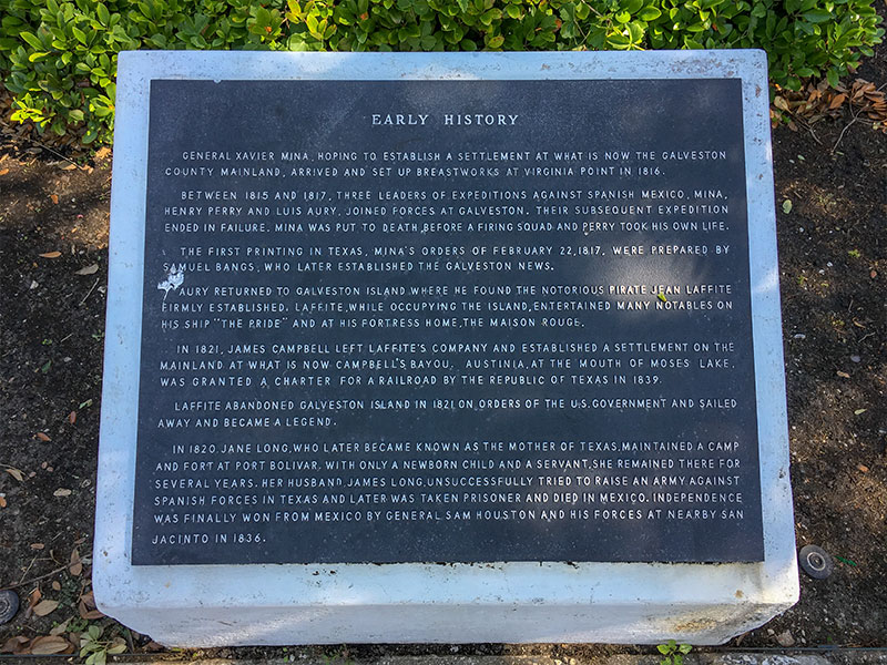 Early History of Galveston County Historical Marker