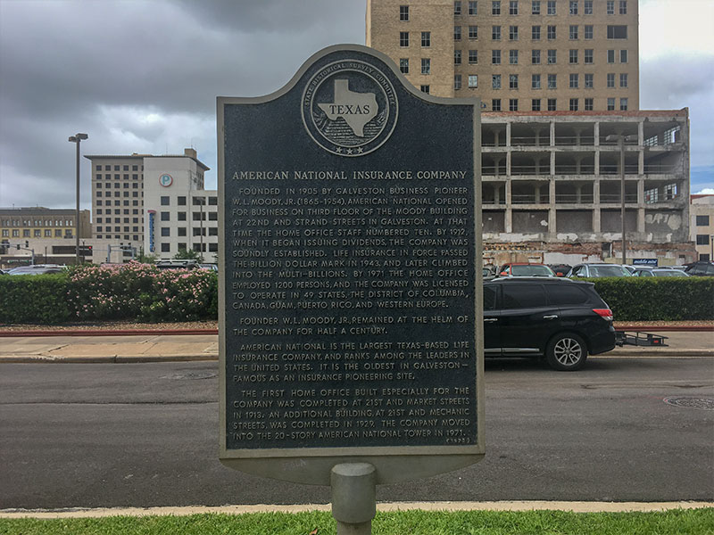 Galveston Com Historical Marker American National Insurance Company Galveston Tx