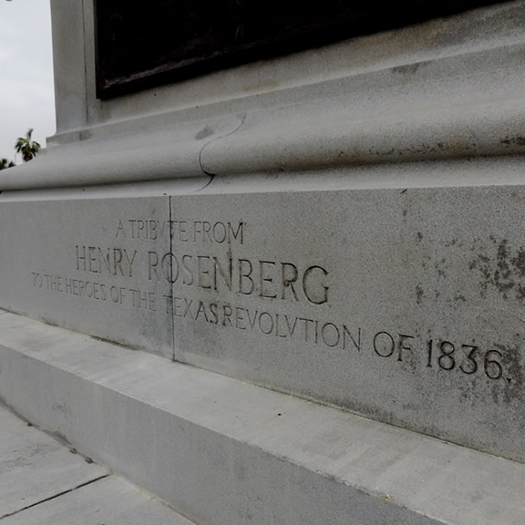 Engraved Rosenberg Statue on Broadway, Galveston TX