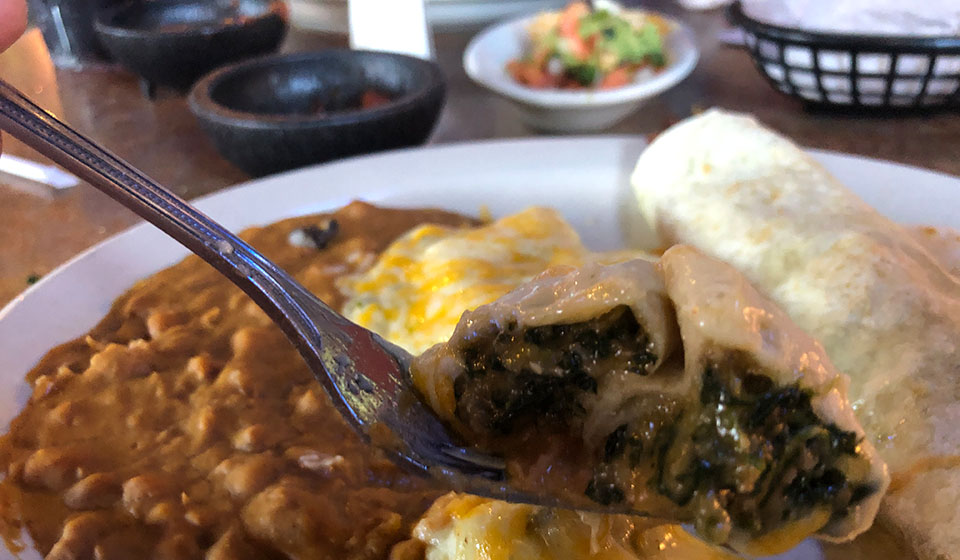 Spinach Enchiladas at Tortuga