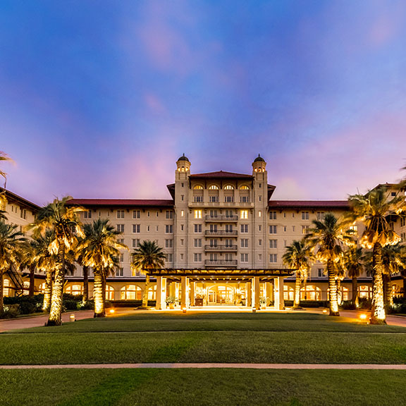 Hotel Galvez at Sunset