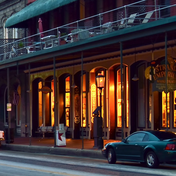 View of The Strand in the Morning, Galveston TX