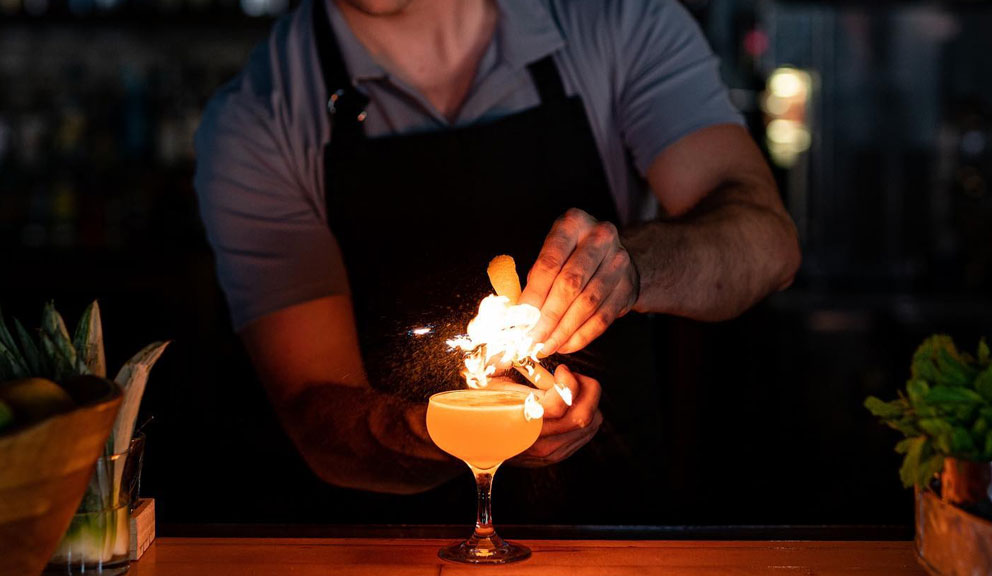 Craft Cocktail Being Prepared at Daiquiri Time Out, Galveston