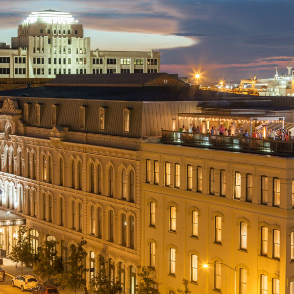 Exterior View of The Rooftop Bar at The Tremont House, Galveston TX