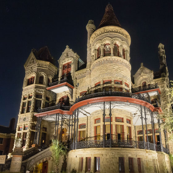 Night Time Exterior View of Bishop's Palace