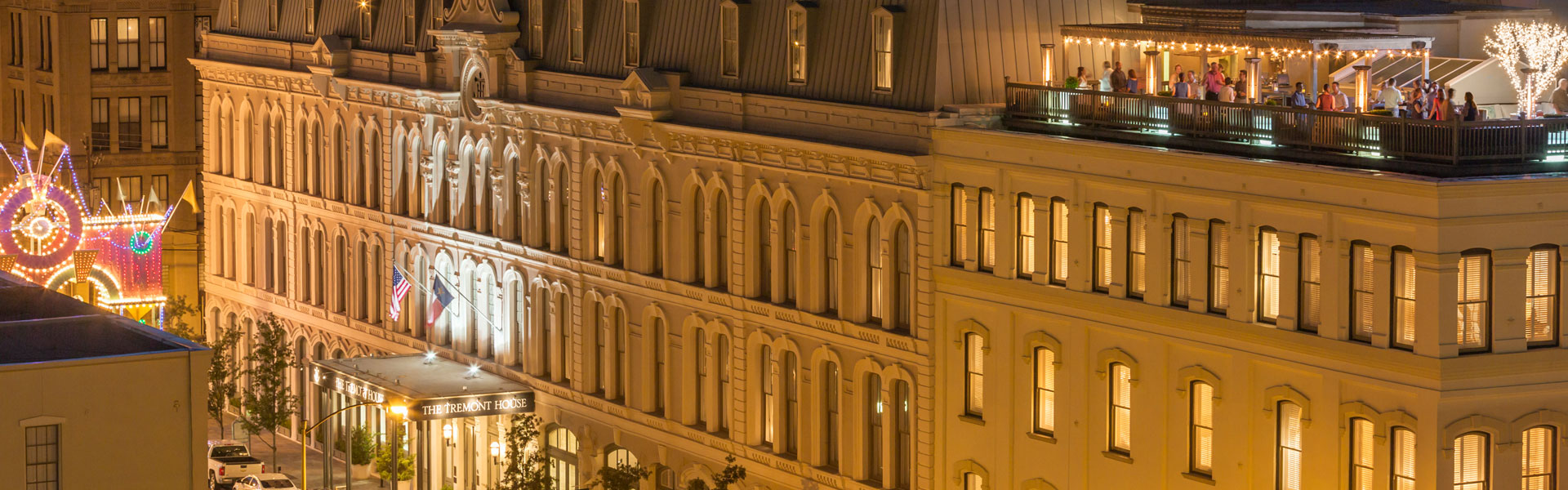 Exterior View of The Rooftop Bar at The Tremont House, Galveston TX