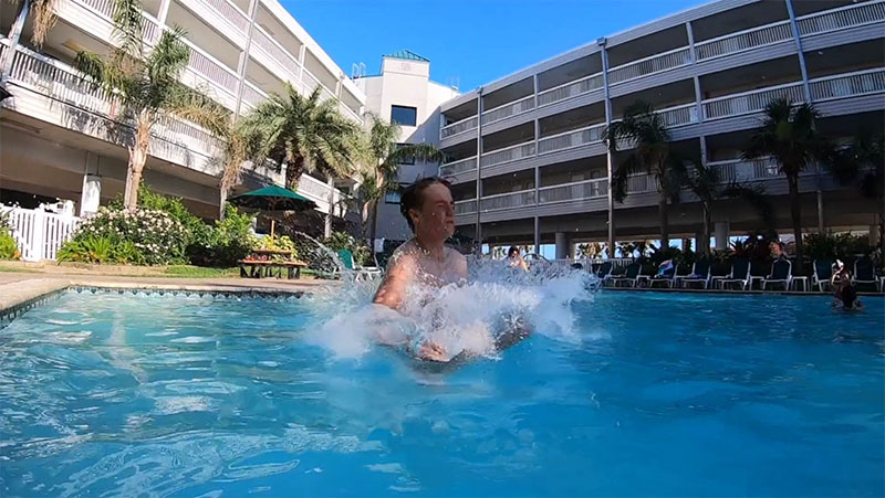 Boy Splashing in Casa del Mar Pool