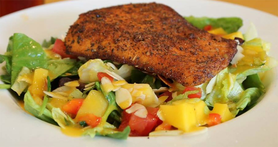 Mango Cajun Salmon Salad at Yaga