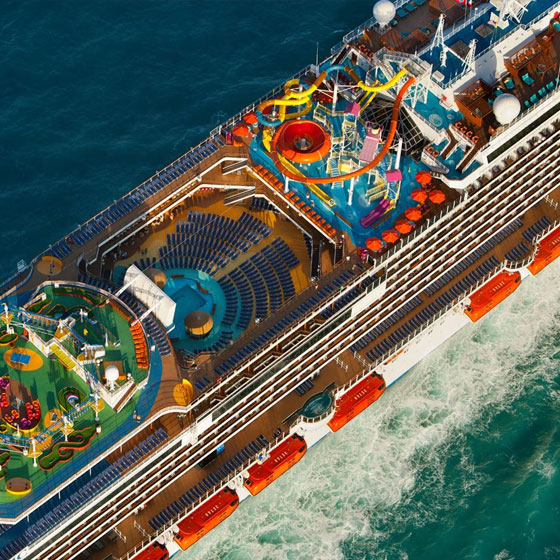 Overhead View of Cruise Ship