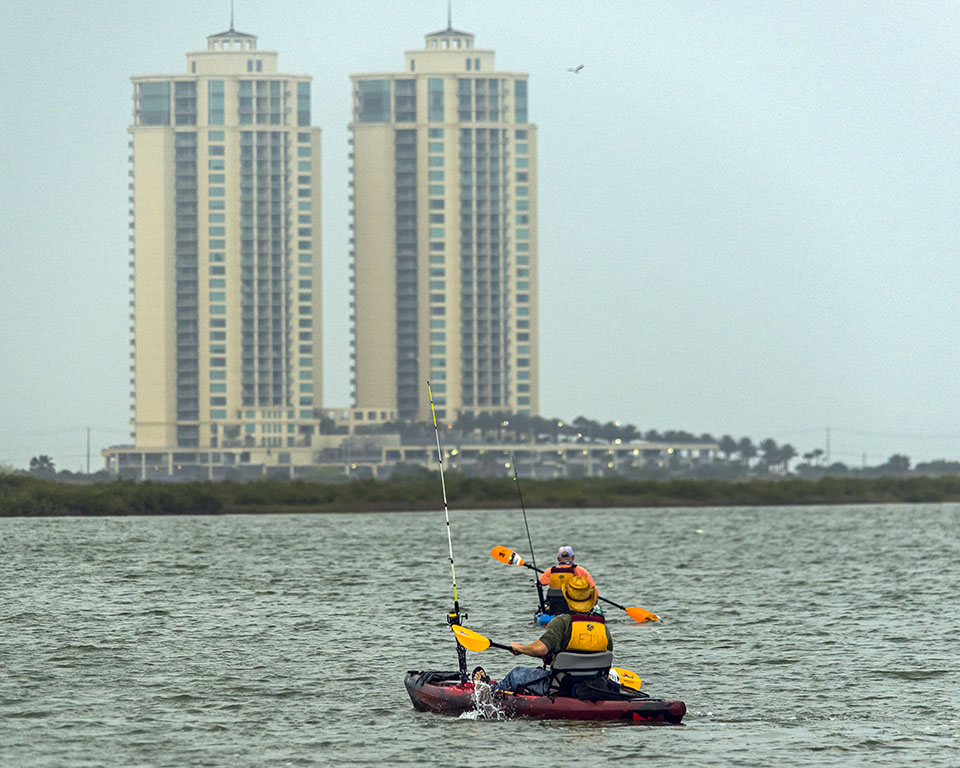 Fisherman in Kayaks at East End Lagoon