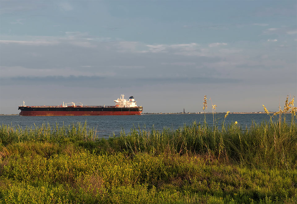 Ship on Bolivar Roads