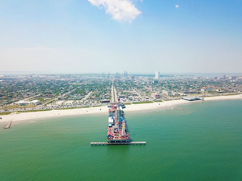 Aerial View of Seawall and Pleasure Pier