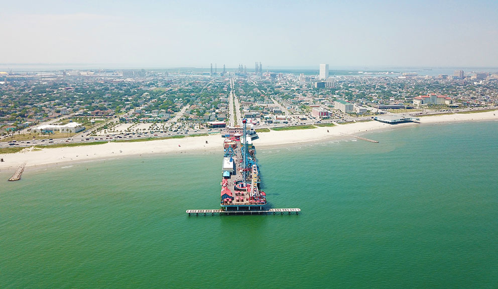 Aerial View of Seawall and Pleasure Pier