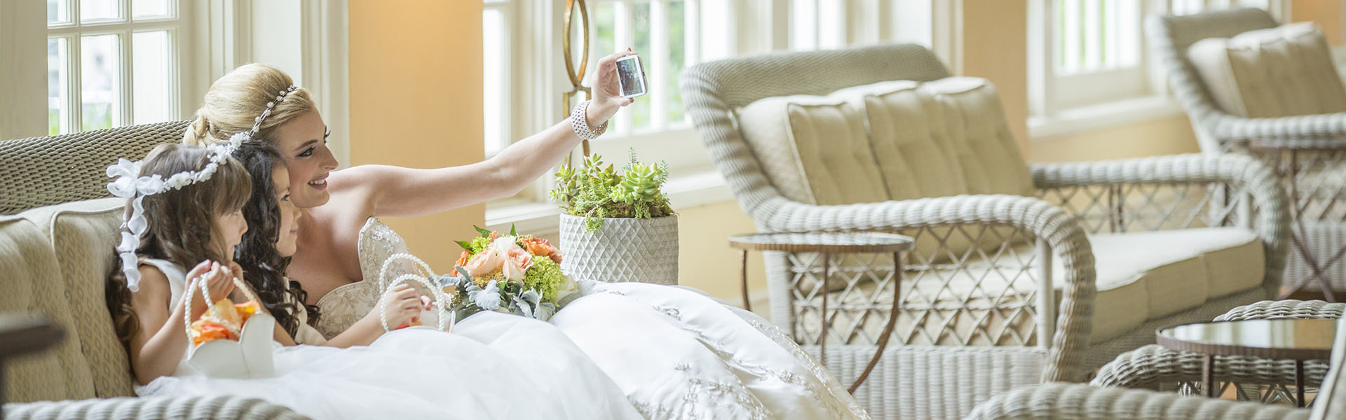 Bride Taking Selfie at Hotel Galvez