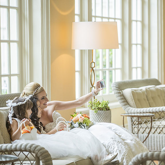 Bride Taking Selfie at Hotel Galvez