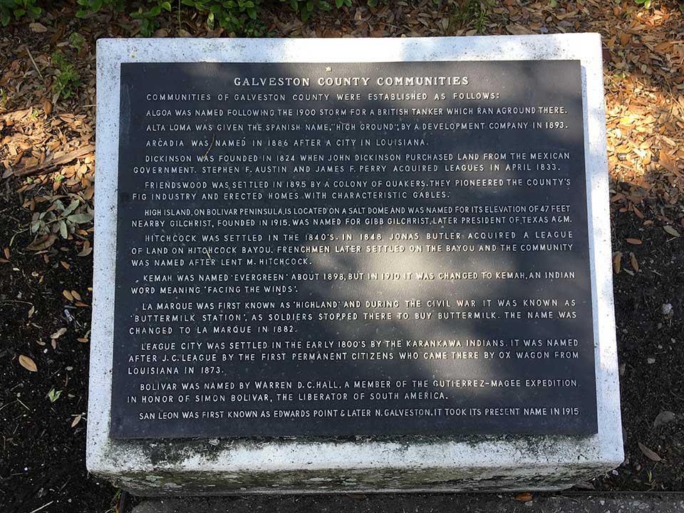 Galveston County Communities Historical Marker