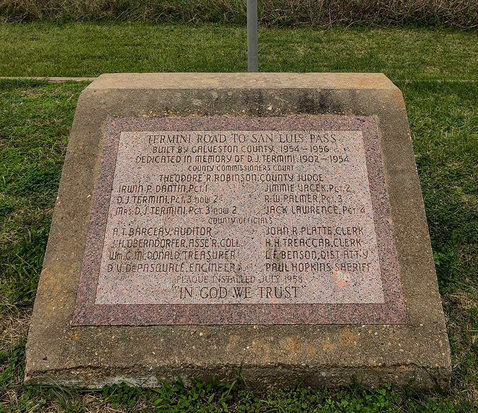 Termini Road to San Luis Pass Historical Marker