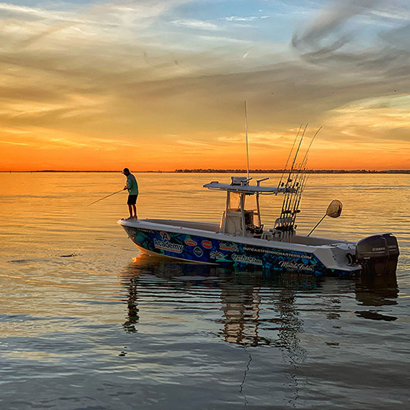 Sharky Marquez Fishing in Boat