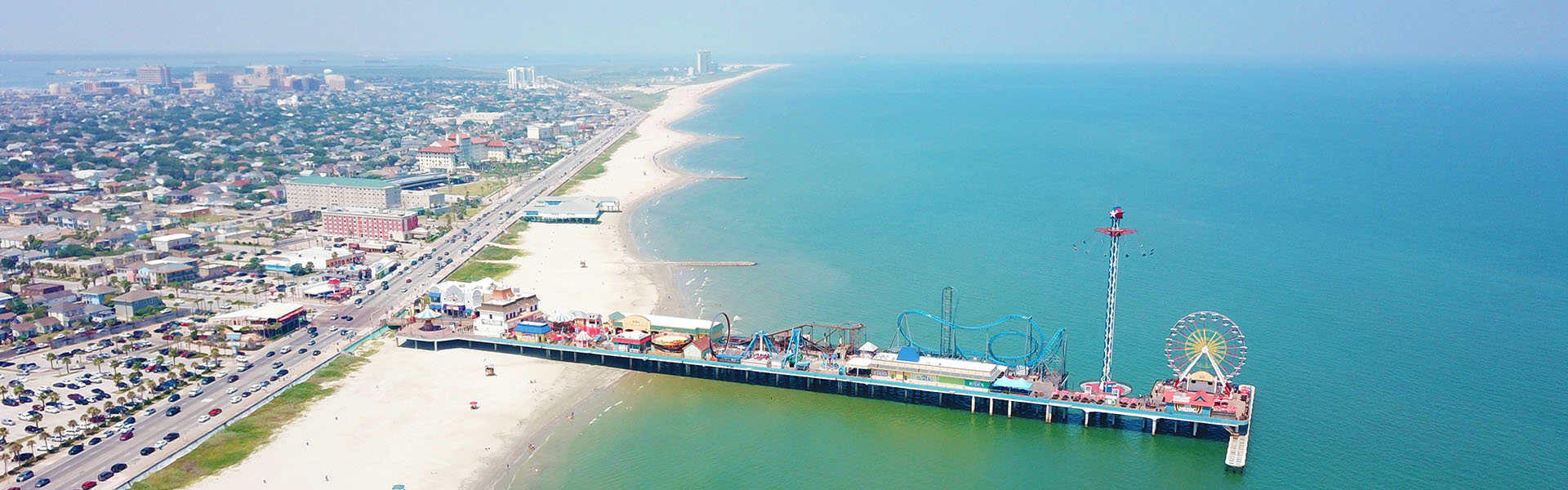 Seawall and Pleasure Pier Fisherman's Wharf, Galveston TX