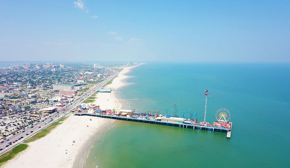 Seawall and Pleasure Pier Fisherman's Wharf, Galveston TX