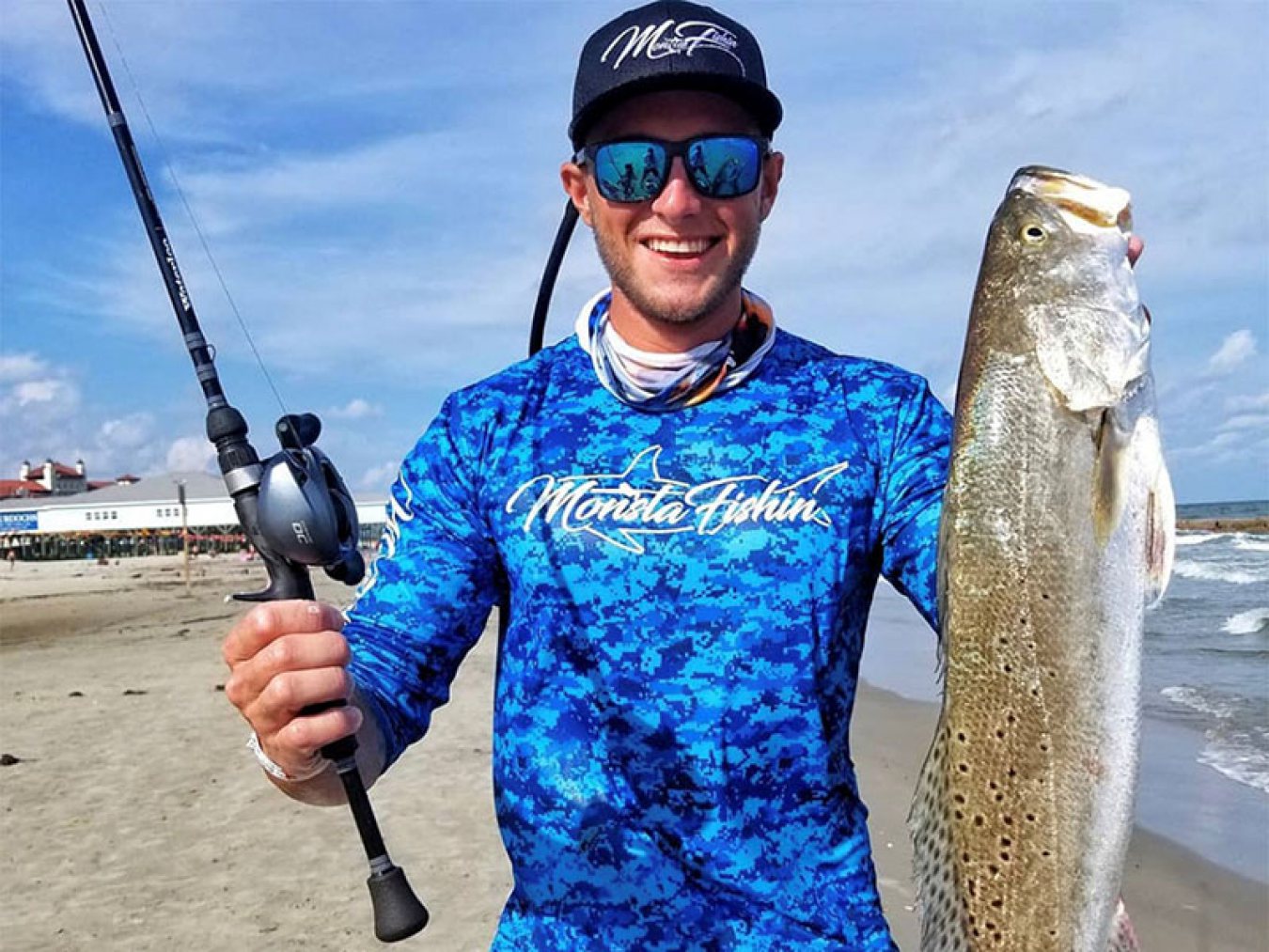 Sharky on Beach with a Speckled Trout