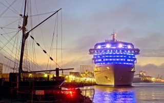 Cruise Ship Near Tall Ship ELISSA