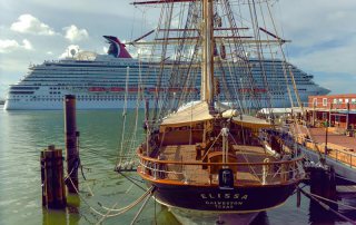 Departing Cruise Ship Passes Tall Ship ELISSA