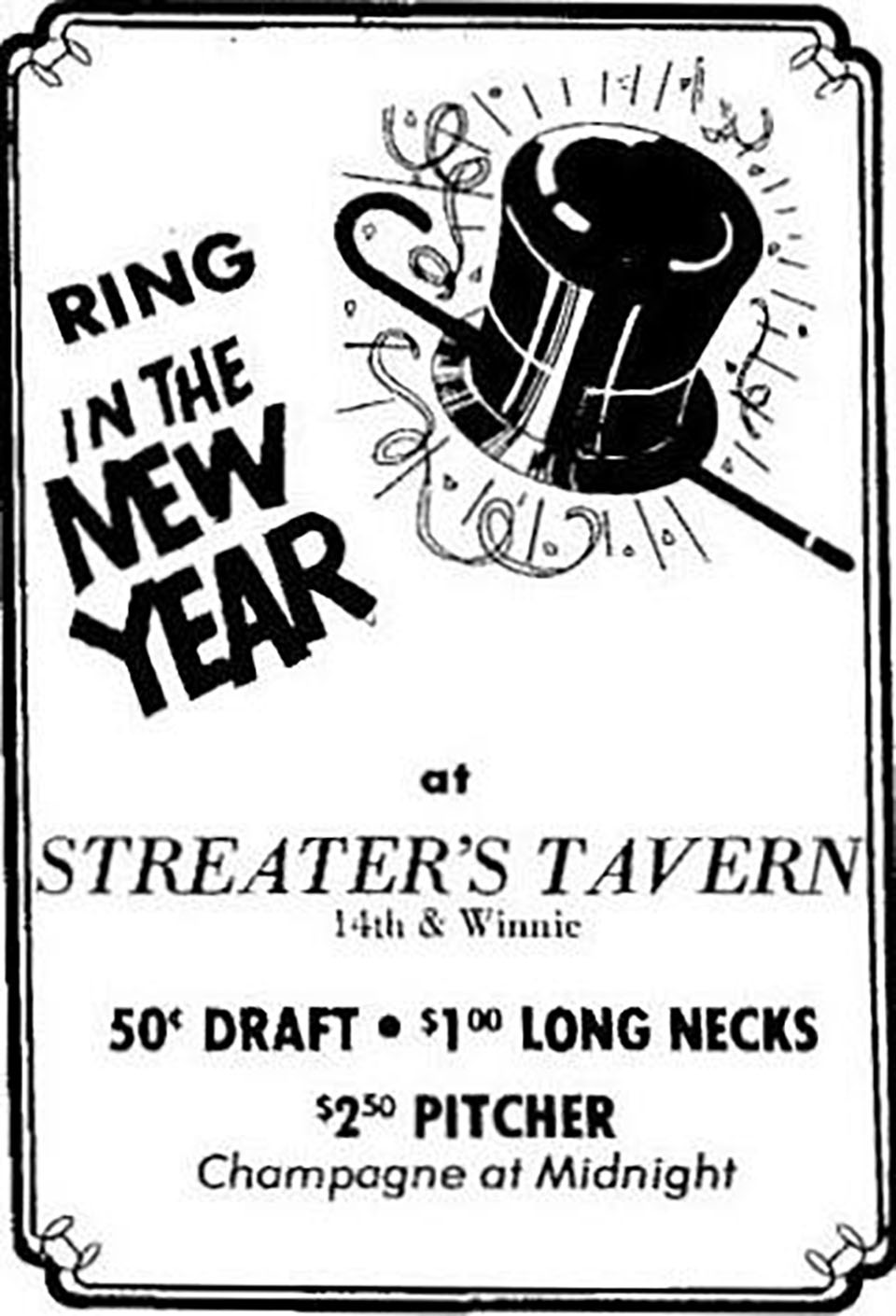 Streater's Tavern Ad