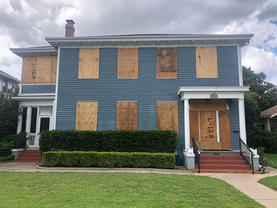 Home Boarded Up for Hurricane Laura Home Boarded Up for Hurricane Laura