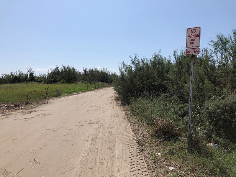 Beach Access Point 16 at 13 Mile Road - No Parking on Road Sign