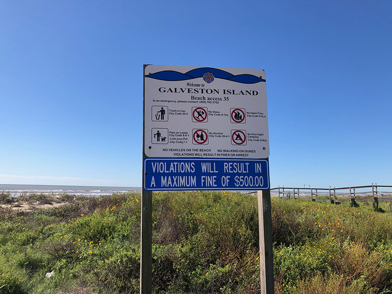 Beach Access Point 35 at Half Moon Beach - Rules Sign