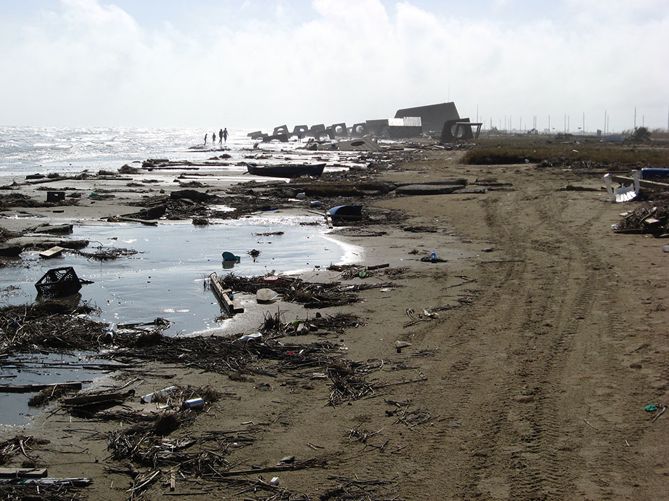 Galveston Island State Park beachfront after Hurricane Ike