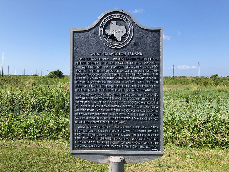 West Galveston Island Historical Marker on 13 Mile Road