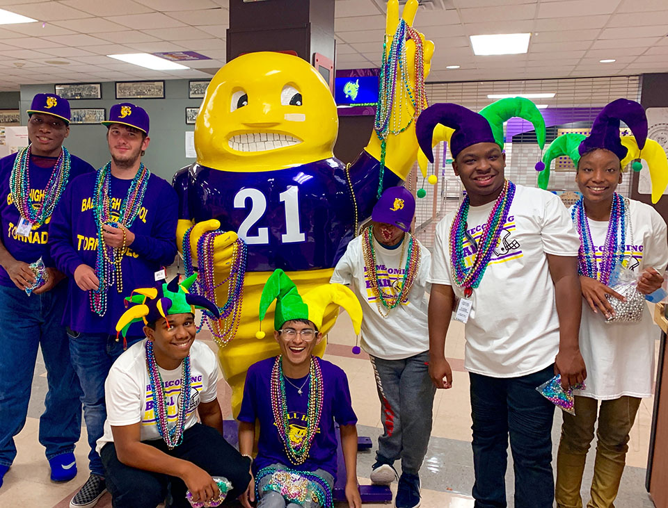 Ball High Students with Beads