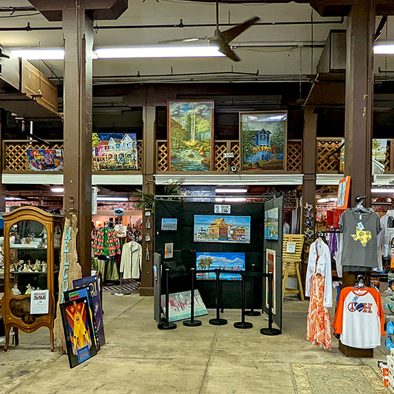 Heard Gallery Located at Peanut Butter Warehouse Exterior View of Eibands Emporium on Postoffice Street, Galveston TX