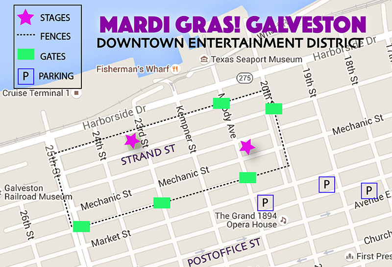 Mardi Gras Entertainment District Map