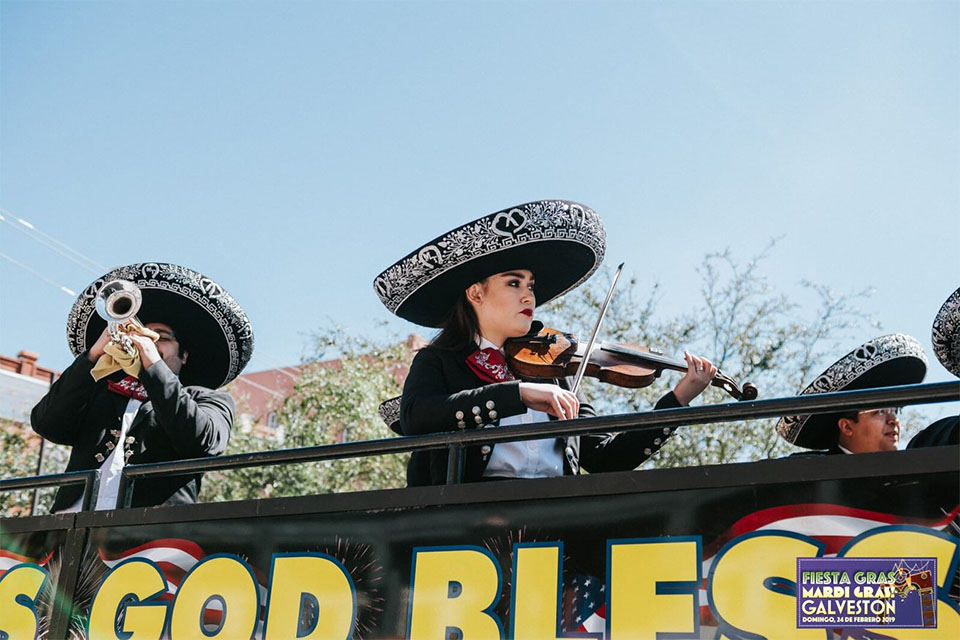Mariachi Band Playing on a Float Mariachi Band Playing on a Float