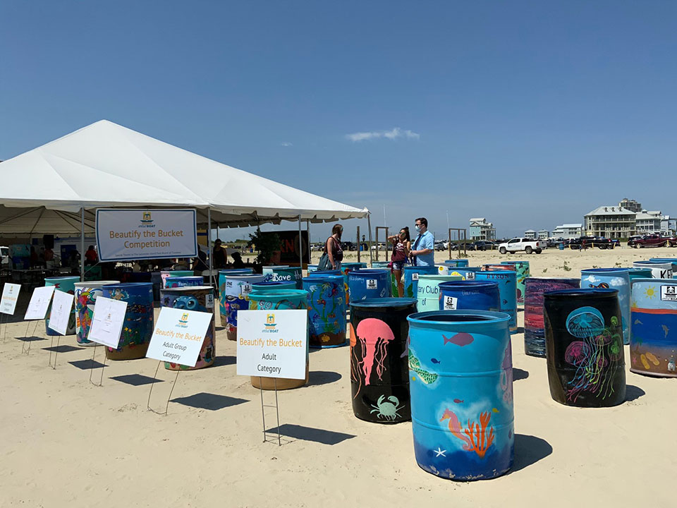 Painted Buckets on Beach for Beautify the Bucket