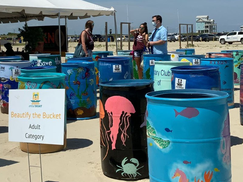 Painted Buckets on East Beach for Beautify the Bucket