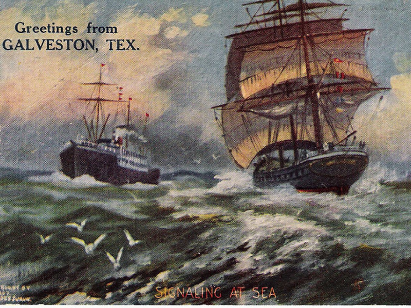 Signaling at Sea Postcard