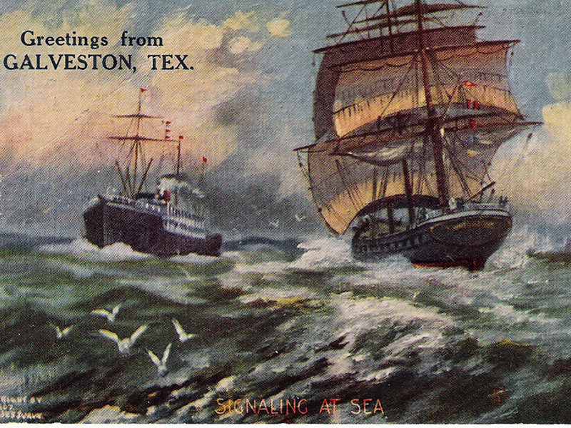 Signaling at Sea Postcard