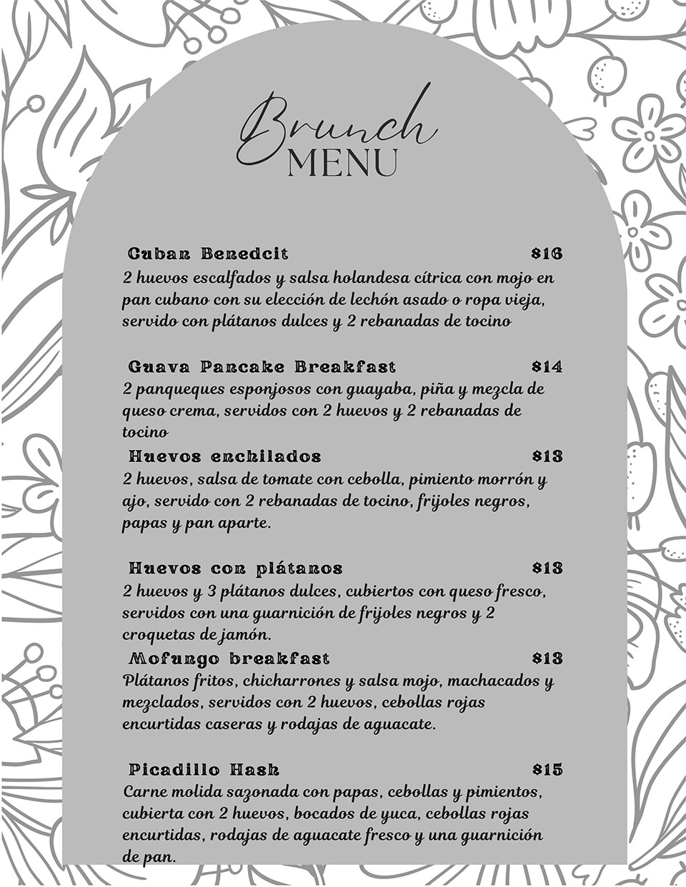 Habanos Cafe Brunch Menu